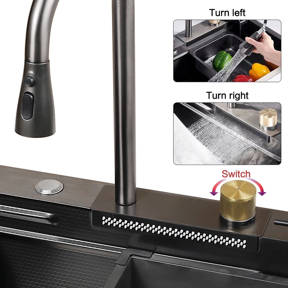 29.5inch Kitchen Sink 304 Stainless Steel Single Bowl Drop In Top Mount Faucet - Image 2 of 4