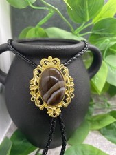 Rodeo Bolo Tie Western Cowboy Black Leather Necktie New Free Ship A4181