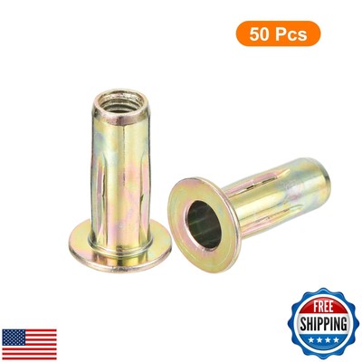 Terixe 100 Pack 1/4-20 Multi-Grip Rivet Nuts - Zinc-Plated Steel Construction Fasteners - Pre-Bulbed Shank - Flat Head Threaded Insert Plus Nut - Ideal For Household Items, Automobiles - View #11