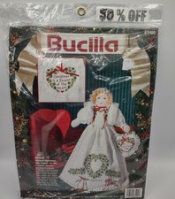 NOS Bucilla Nicole 14" Christmas Girl Doll Stamped Embroidery Kit 83105 Sealed