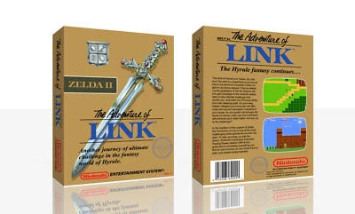 - Zelda II The Adventure of Link NES Caja de Juego + Cubierta Obra de Arte Solo