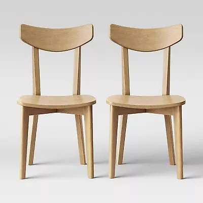 2pk Astrid Mid Century Dining Chairs Wood Seat Natural Threshold