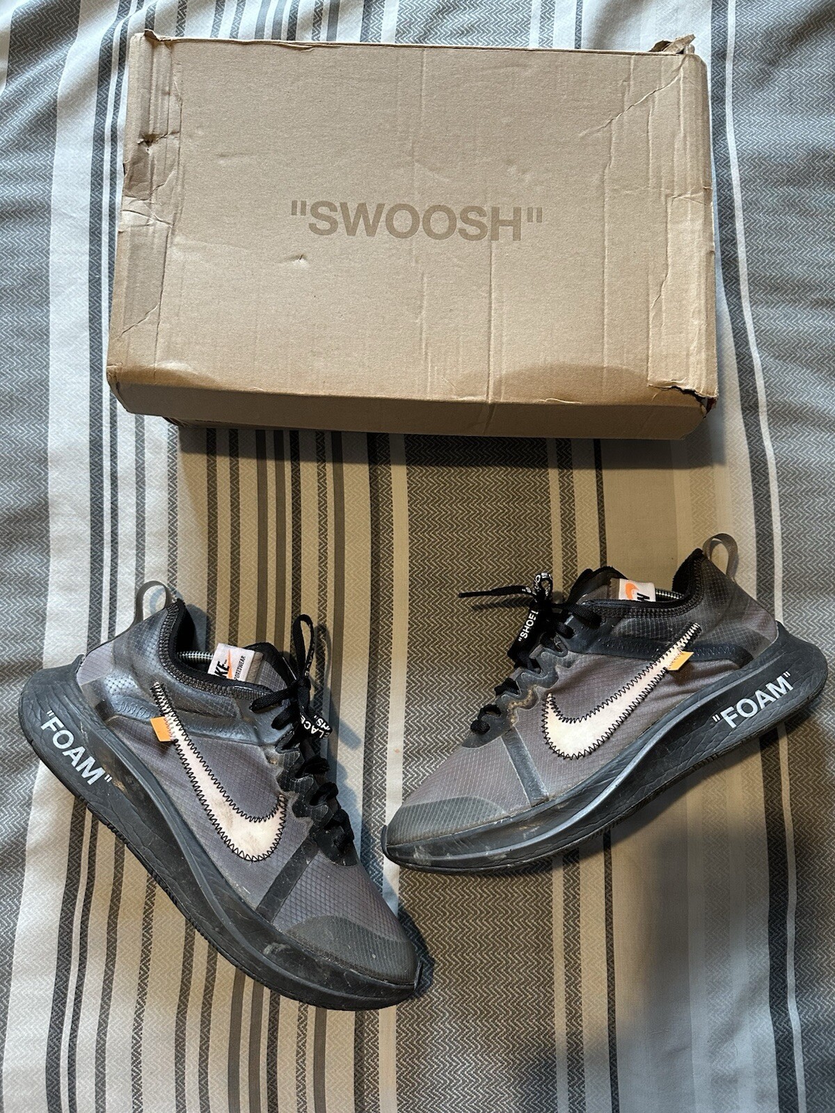 OFF WHITE X NIKE Nike x Off White Zoom Fly Black UK 8 Usate