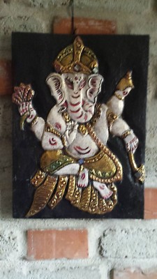 Ganesha Relief Beschützer Feng Shui Bild Portrait Wandschmuck Kunst Deko Bali 