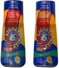 2 DOG TREATS Lickable Lickety Stik - 1 PEANUT BUTTER and 1 BACON