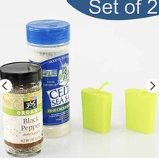 Set Of 2 Travel Size Salt and Pepper Shakers With Dual Sided Lid