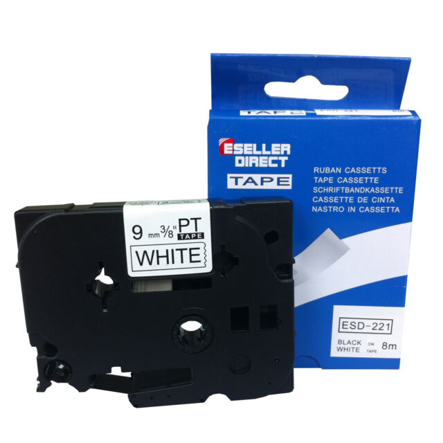 Compatible 9MM TZe-221 Label Tape Fits For Brother P-Touch Black On White