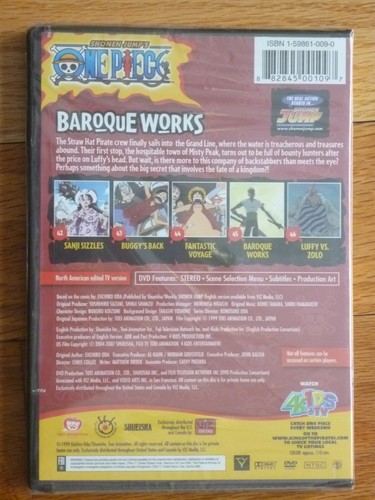 DVD One Piece Volume 10 Baroque Works Série Animée Eps 42-46 Viz OnePiece NEUF - Photo 2/2