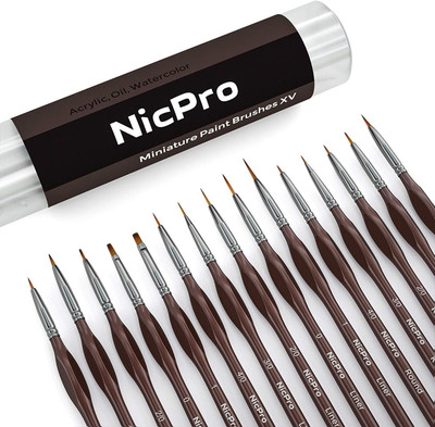 Nicpro Micro Detail Paint Brush Set - 15 PCS Small Miniature Paint Brushes, Fine