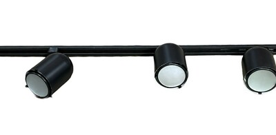 Black 3 Light Frosted Lens Cylinder Heads Track Kit 