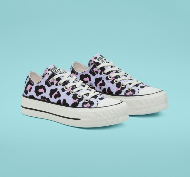 lilac leopard print converse