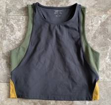 Calvin Klein Women's Performance Stretch Color Block Tank Top Green /Yellow Sz M