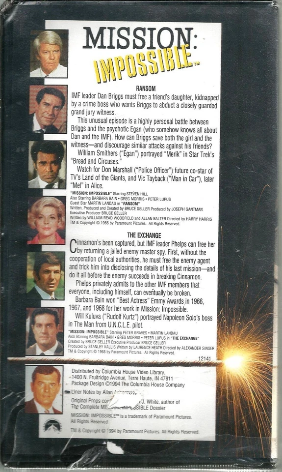 Mission: Impossible Ransom/The Exchange VHS 1994 Peter Graves Barbara Bain VTG - Image 2 of 3