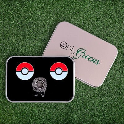 Golfball Marker & Hut Clip Set - Pokéball | komplett in Geschenkdose