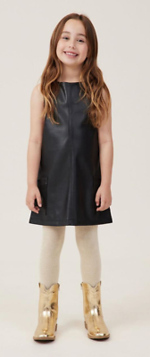 Cotton:On Kids Penny Vegan Leather Pinafore Dress Jumper w Pockets Black  Size 2 | eBay
