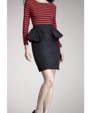 Marc By Marc Jacobs Ellsworth Striped L/S Peplum Taffeta Dress $458 Sz 0