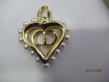 DIOR ZIP PULL   charm 32x28 MM  gold tone,  FAUX PEARL THIS IS FOR 1