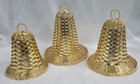 Vtg 3 Metal Woven Hanging Bells Table Wall Door Christmas Decor Gold Stackable