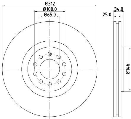 HELLA 8DD 355 106-731 BRAKE DISC Front (PAIR)