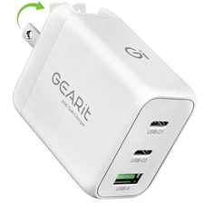 GEARit 65W USB C Charger Block Fast Charging 3Port GaN Wall Charger with PD 3.0