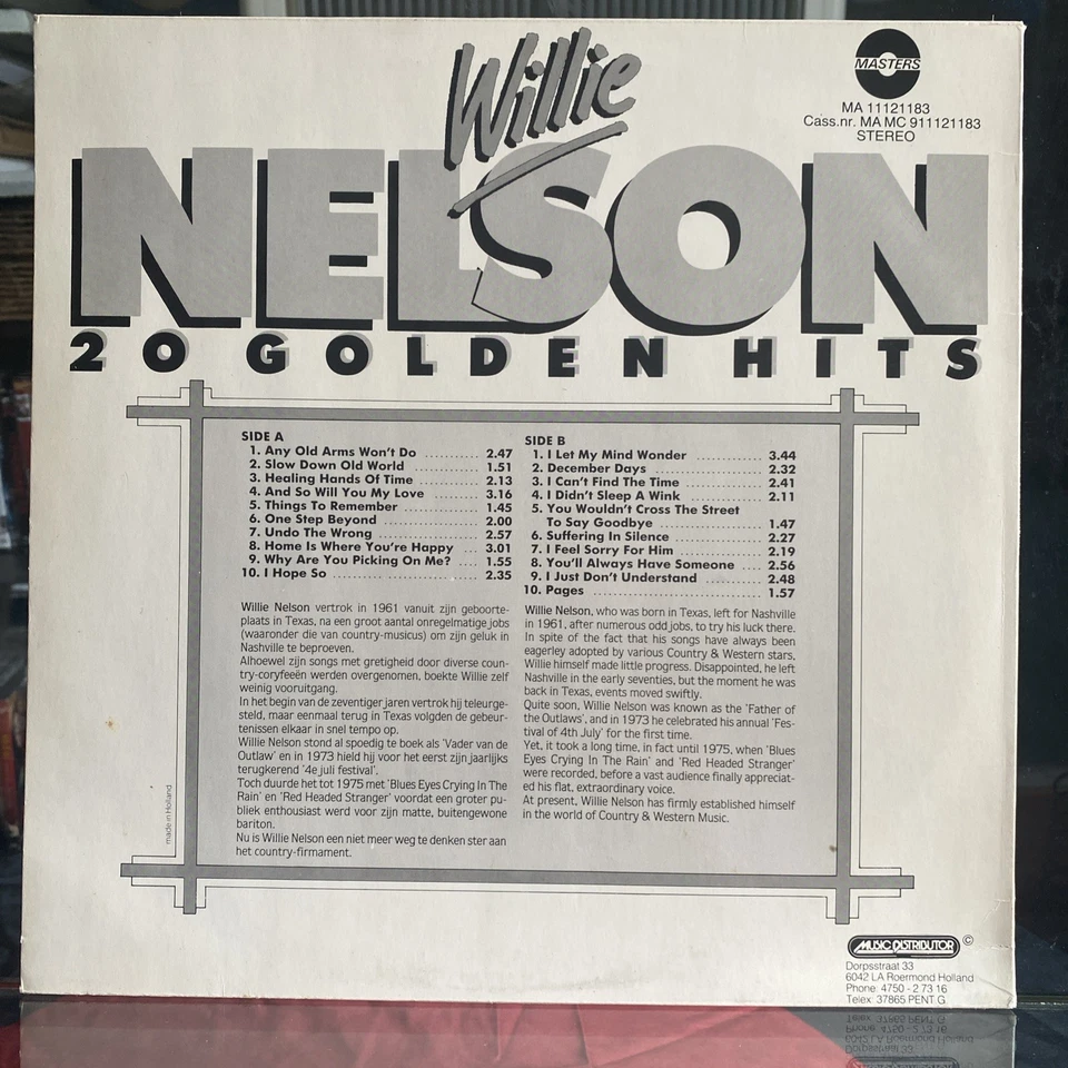 Willie Nelson-20 Golden Hits (Vinyl LP) “I Let My Mind Wonder” “Undo The Wrong” - Image 2 of 4