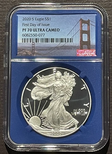2020-S $1 SILVER AMERICAN EAGLE NGC PF70 First Day of Issue FDOI : 08048