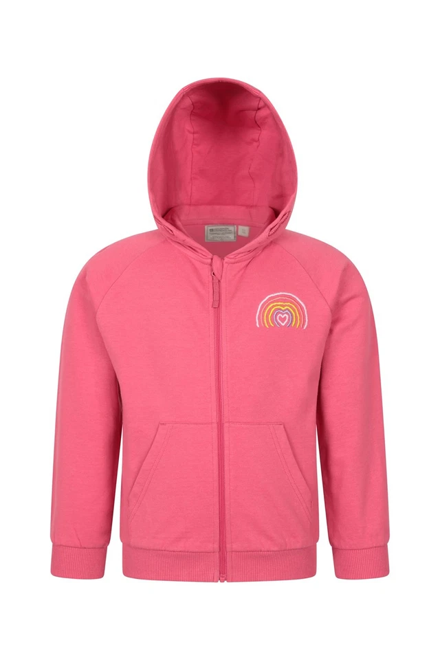 Mountain Warehouse Rainbow Heart Kids Graphic Full Zip Hoodie In Bright Pink -