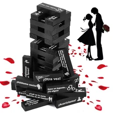 iuuoi 48Pcs Super Naughty Spanish Block Tower Game Fun Date Night Activities ...