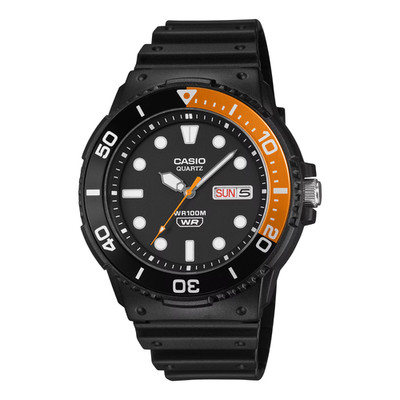 Casio MRW230H-1E4V, Analog Watch, Black Resin Band, Day/Date, 100 Meter WR