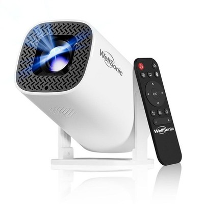 WellSonic Mini Smart Projector 4K 1080p Android 14 Dual WiFi 6 Bluetooth Home