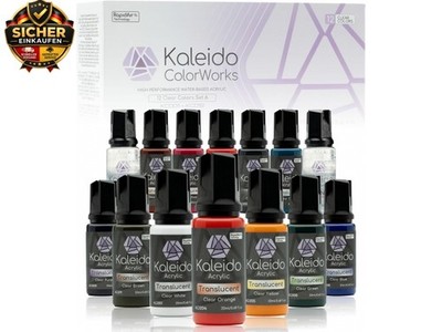 Kaleido Clear Colors 12-Farben-Set, wasserbasierte Airbrushfarben für 