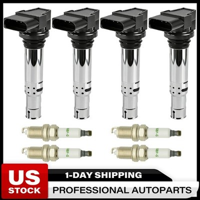 4X Zündspule & Zündkerze für Audi A3 1.4 1.6 Seat Ibiza Skoda Fabia VW Golf 5 6