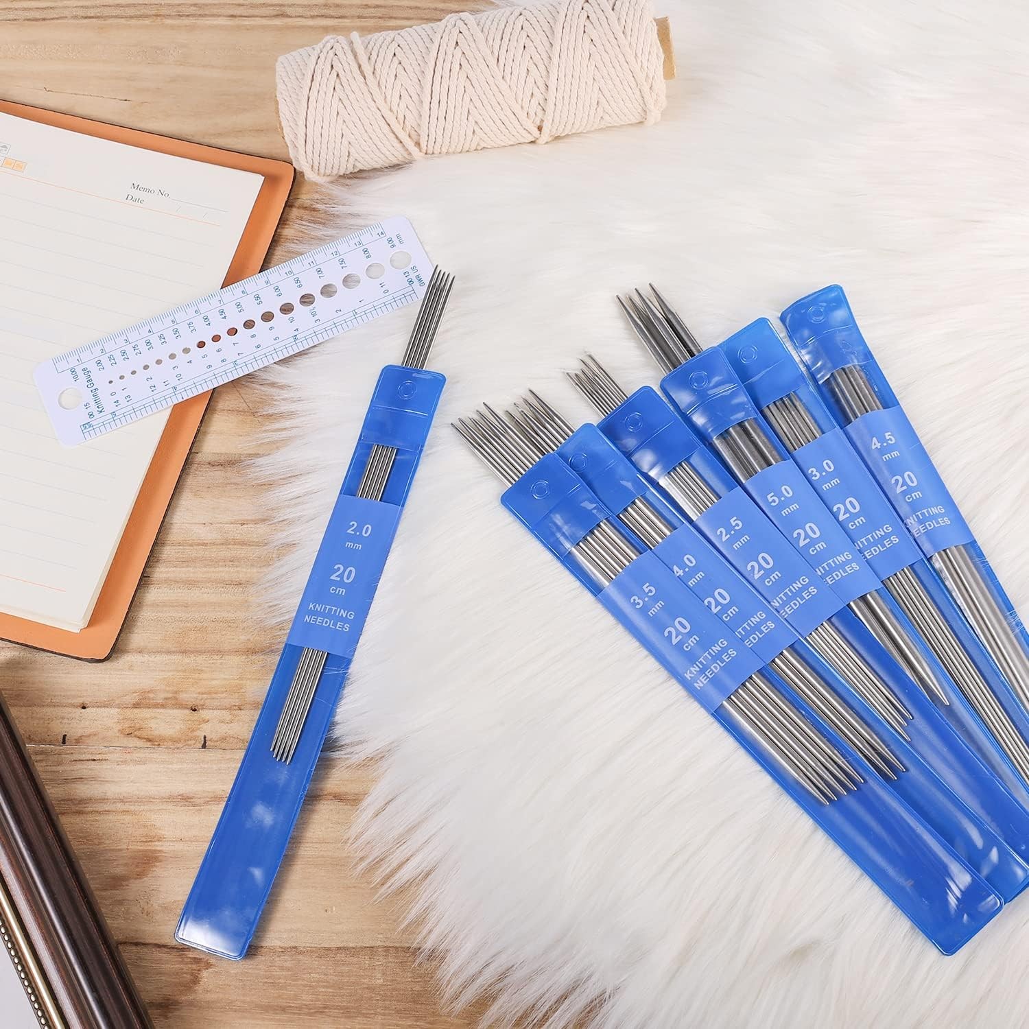 35Pcs Double Pointed Knitting Needles Set 7 Sizes DPNS Knitting Pins 2 Mm to 5 M