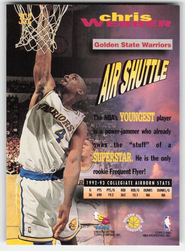 1993-94 Stadium Club Chris Webber #352 Golden State Warriors - Foto 2 di 2