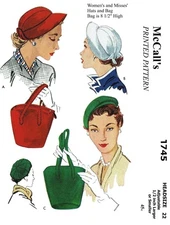 McCall's 1745 Pattern Hat Cap & Bag 22 or 23 Head