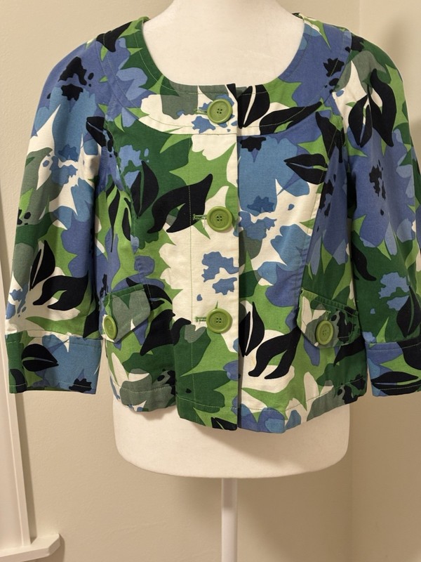JONES NEW YORK SPORT NEW SIZE PETITE PM FLOWER PRINT SPRING LIGHT JACKET