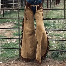 Handmade Suede Leather Chaps, Leather Chinks for Horse Riding, Western Pants