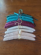 Lot of 9 Padded Multi Colors Hangers With Bows Lingerie Boudoir Clothes