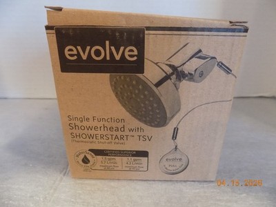 Evolve Single Function Chrome Shower Head 1.5 GPM w/ ShowerStart TSV - NEW