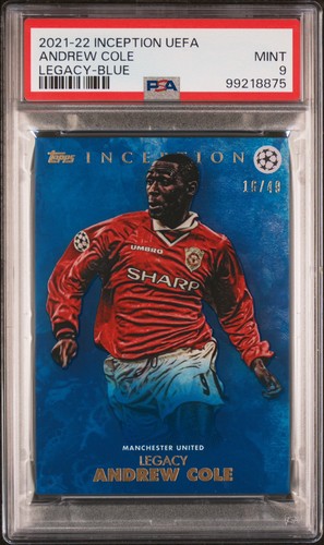 2021-22 Inception UEFA Andrew Cole Man United Legacy Blue 16/49 PSA 9