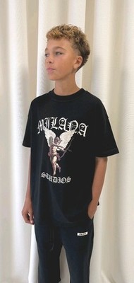 Milana Studios T-Shirt Kinder Vintage Cherub T-Shirt in Schwarz Größe 4 - 6 UVP 45£