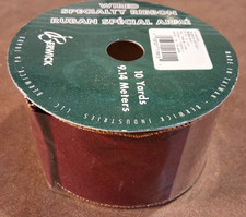 Berwick Wired Specialty Ribbon Velvet Burgundy Gold Trim 10 Yds x 2.5 In NEW