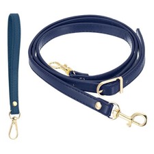 41-49 Inch Adjustable PU Leather Purse Strap with Wristlet, Dark Blue/Gold