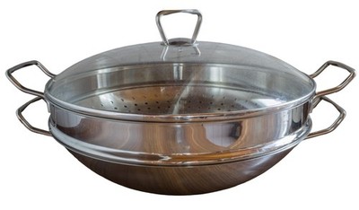 Fissler 0683335001 Wok Nanjing mit Dämpfeinsatz, Glasdeckel, Durchmesser 36 cm