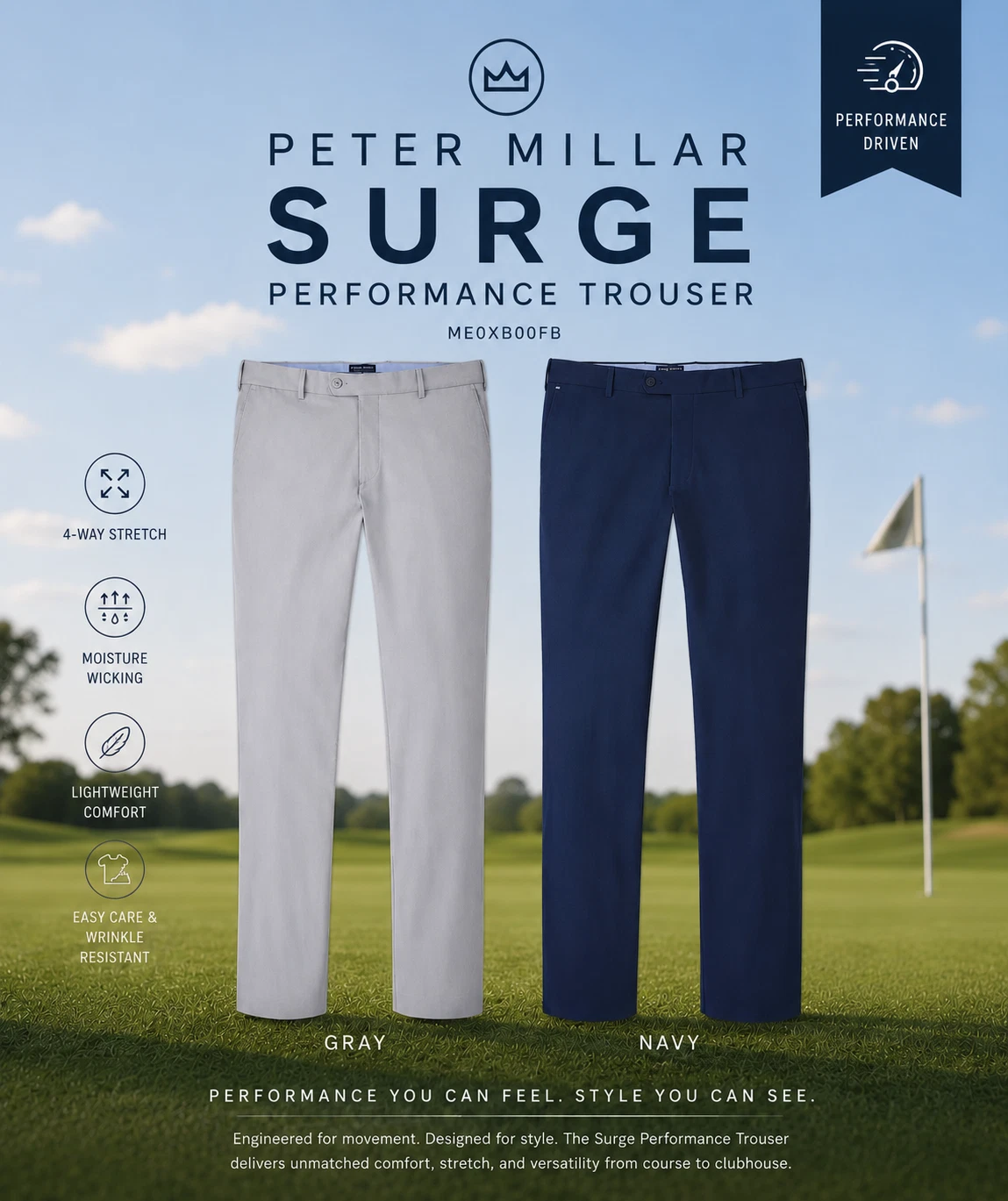 NWT Men's Peter Millar Surge Performance Trouser Pants Navy Grey ME0XB00FB NEW
Opens in a new window