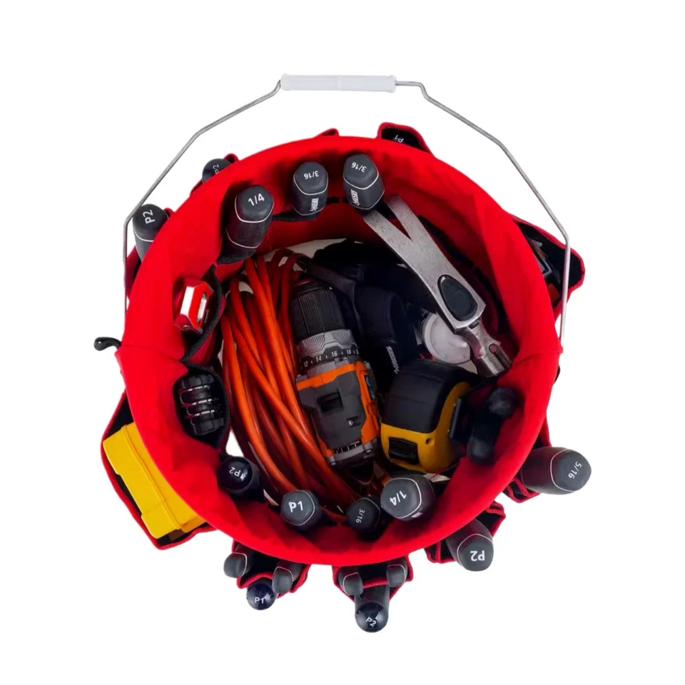 Husky 12” 30-Pocket Heavy-Duty Bucket Jockey Tool Bag for 5 Gal Bucket Storage - Image 3 of 4