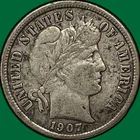 1907-S Barber Dime Silver Extremely Fine XF Coin #33047