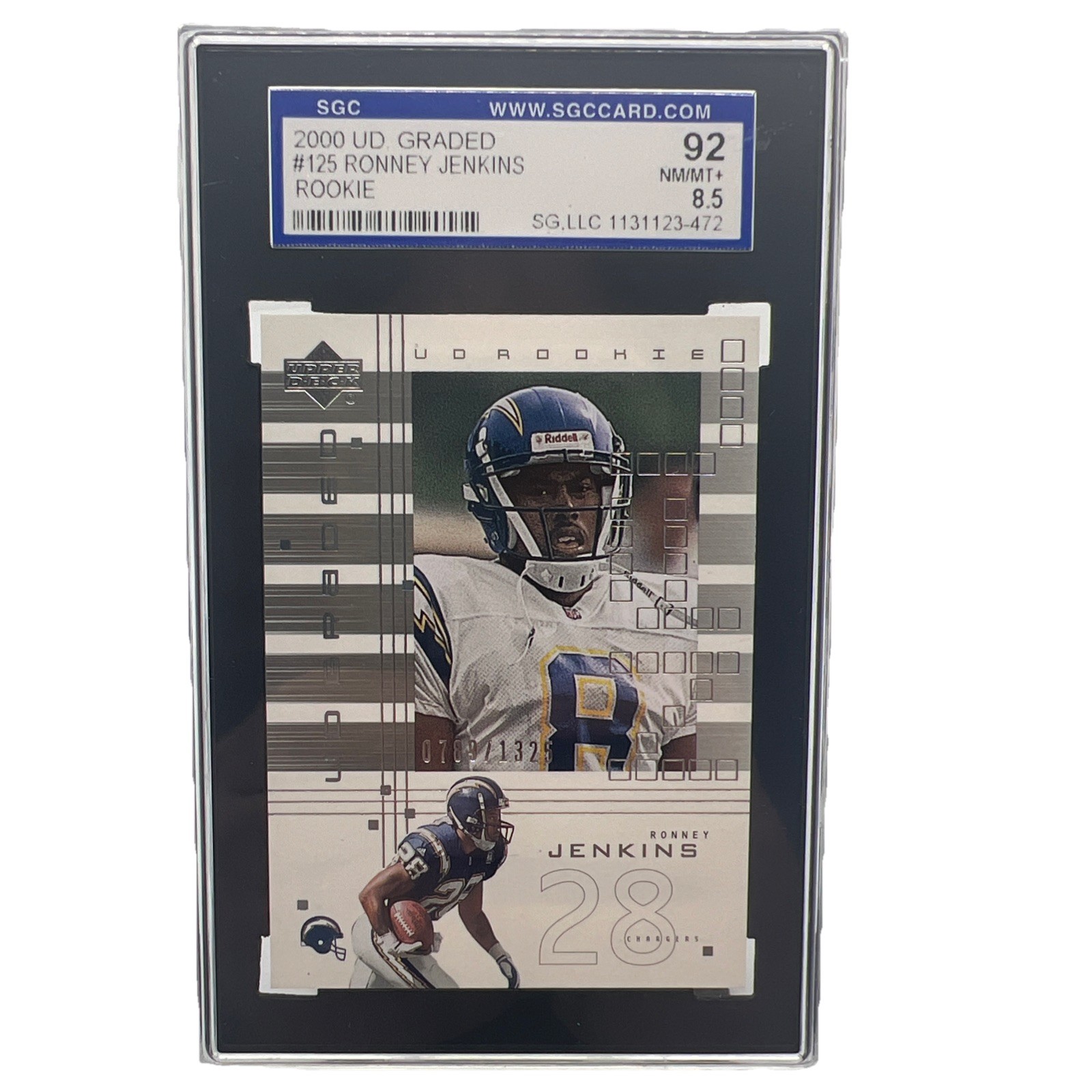 Ronney Jenkins 2000 UD Graded #125 Rookie Card /1325 SGC 92 San Diego Chargers