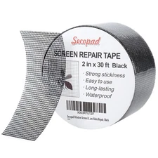 Black Window Screen Repair Tape 2"x30' Strong Adhesive Fiberglass Mesh Patch