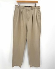 Polo Ralph Lauren Men  s Khaki Pleated Chino Pants Beige 34x34 100 Cotton